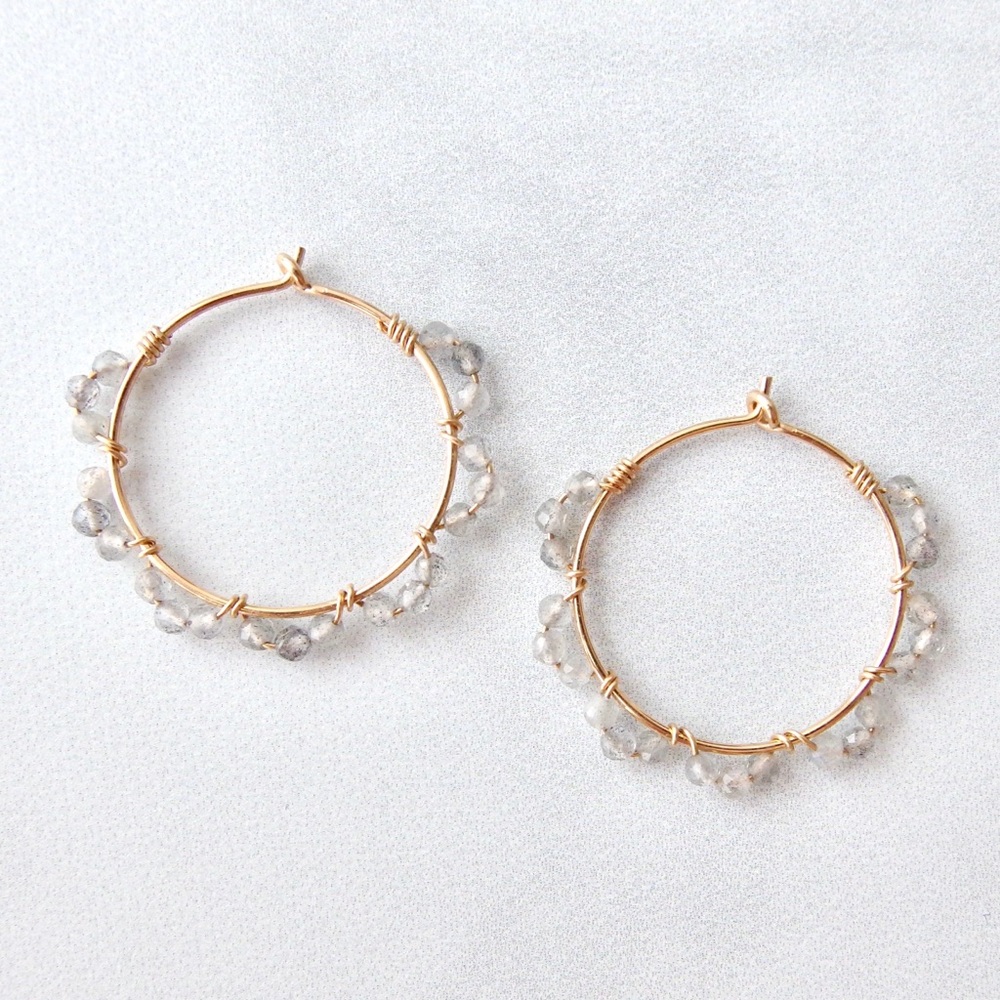 Small labradorite lace hoops